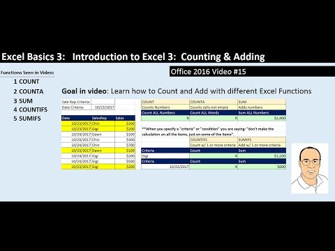 Free Excel Basics Course at YouTube