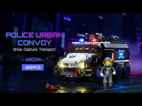 Vidéo Lumibricks Cyberpunk Neoncity 17008 : Convoi de la police