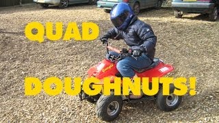 preview picture of video 'A 100cc petrol engine Quad doing crazy doughnuts power slides and wheels spins on loose gravel'