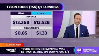 Tyson Foods Q1 earnings miss earnings with adjusted EPS down 70% year over year