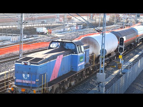 Freight Trains, Passenger Trains, and Trams in Gamlestaden in Göteborg - Feb 2022 - 4k60