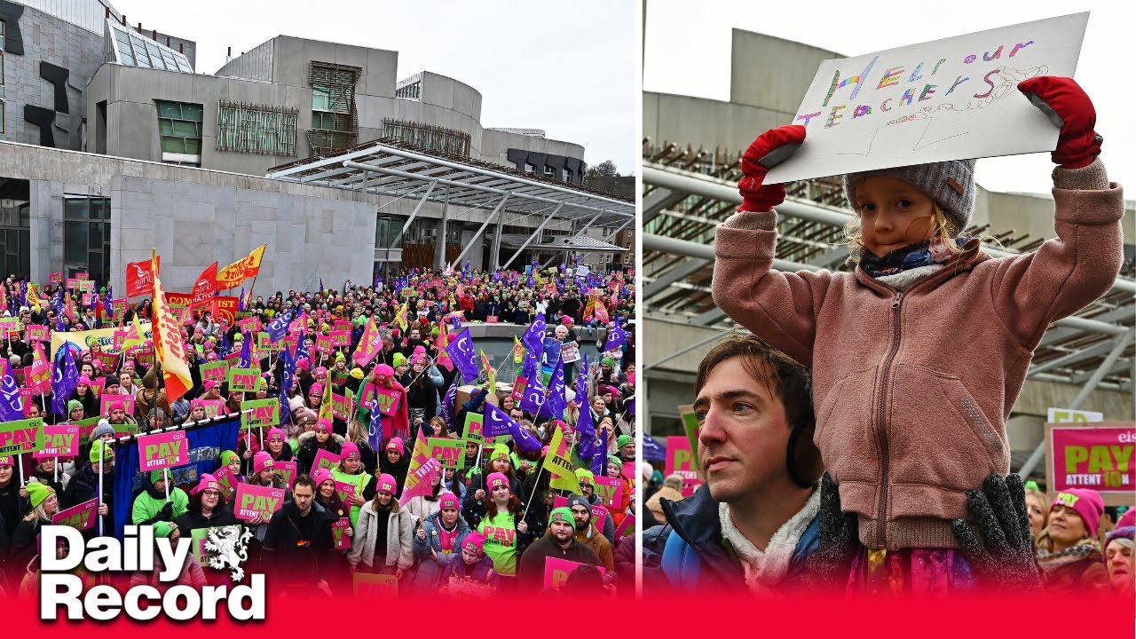 Striking teachers picket outside Holyrood in dispute over pay