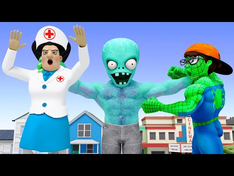 Scary Teacher 3D SpiderNick vs Dr Zomboss – Zombie Bullying Miss T Defend The City Animation