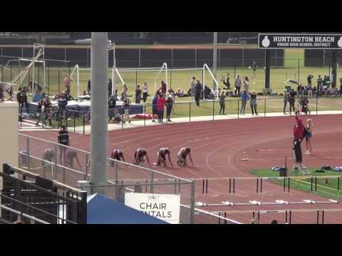 Jose Rubio - 110m Hurdles at Sunset Finals 5-5-17   Los Alamitos Boys