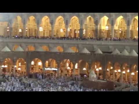 Makkah Isha Azaan and moon in Khana Kaba 24 March 2013 Saudi Arabia