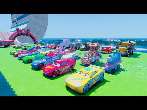 Cars 3 Fabulous McQueen Stunt Jump UnderWater Ramps Jackson Storm Cruz Ramirez 3D Models Tow Mater