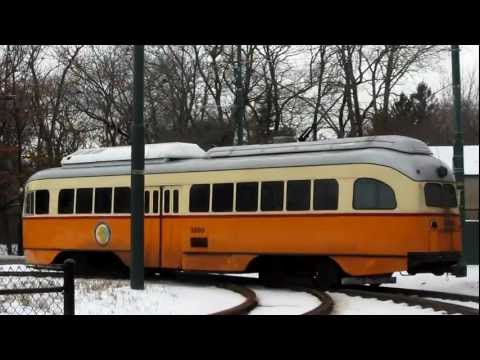 Old Trams (WWII Era) in the Winter in Boston - Ashmont-Mattapan High Speed Line