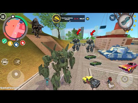 Rope Hero: Vice Town (Transformer Jet Airplane Fight Car Robot)Robots and Tank in Cave - Gameplay HD