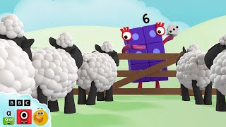 Download lagu 6 Little Sheep 🐑 | Counting Animals Adventure! 🔢 | Learn to Count | @Numberblocks mp3