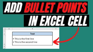 Add bullet points in Excel (Works with Laptop Keyboard)