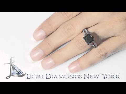BDR-SOLD-022 - 4.18 Carat Certified Natural Black Diamond Engagement Ring 14K Black Gold