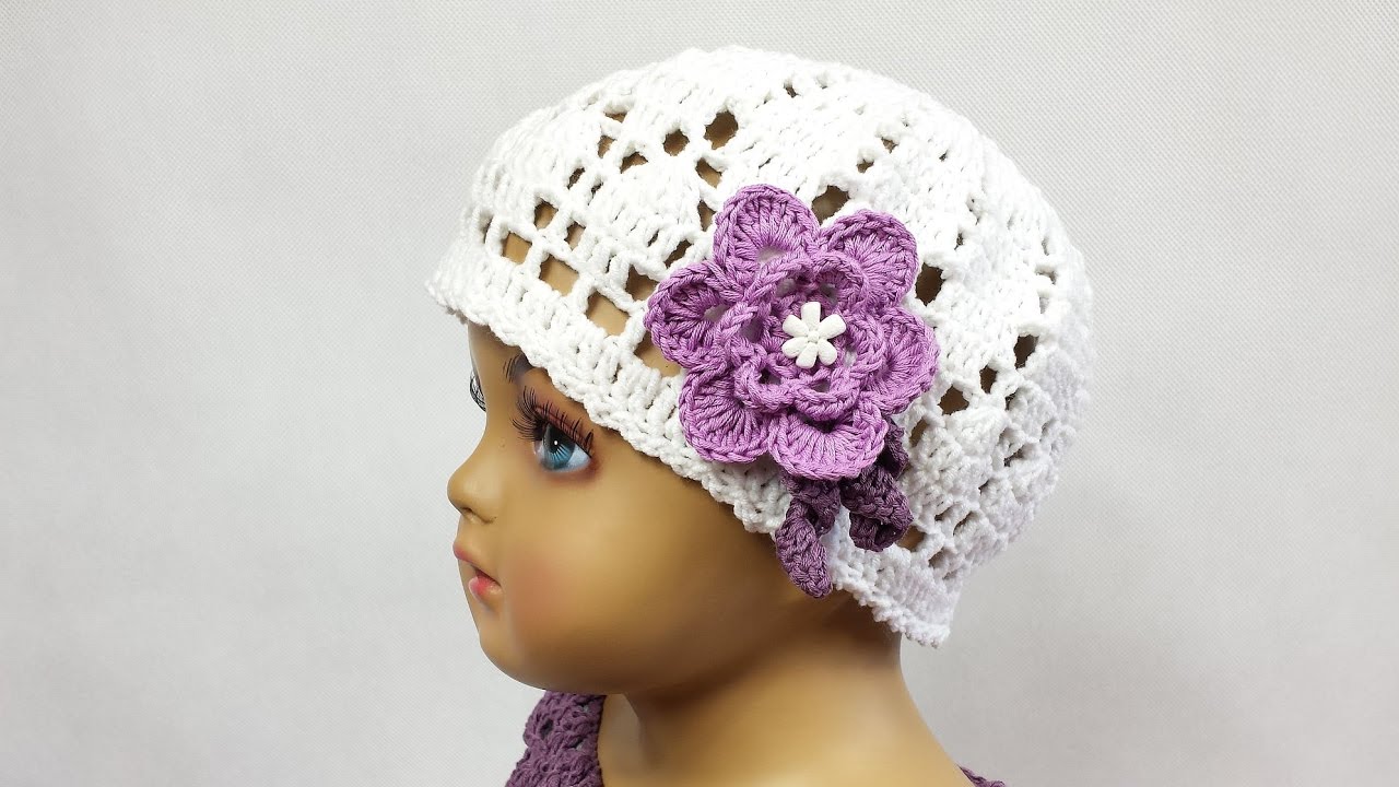 Czapeczka na szydełku dla dziecka 2-3lata 1/2 4K