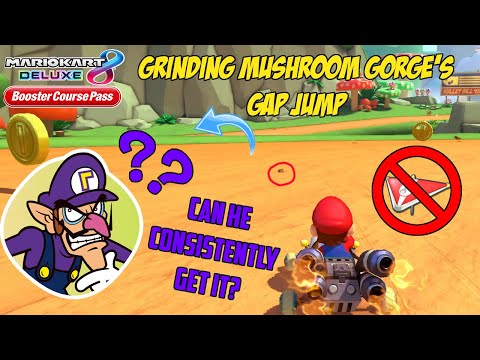 Grinding Mushroom Gorge Gap Jump in Mario Kart 8 Deluxe