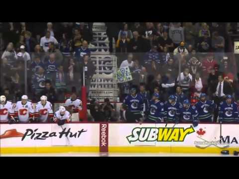 Vancouver Canucks vs Calgary Flames Line Brawl 1 18 14