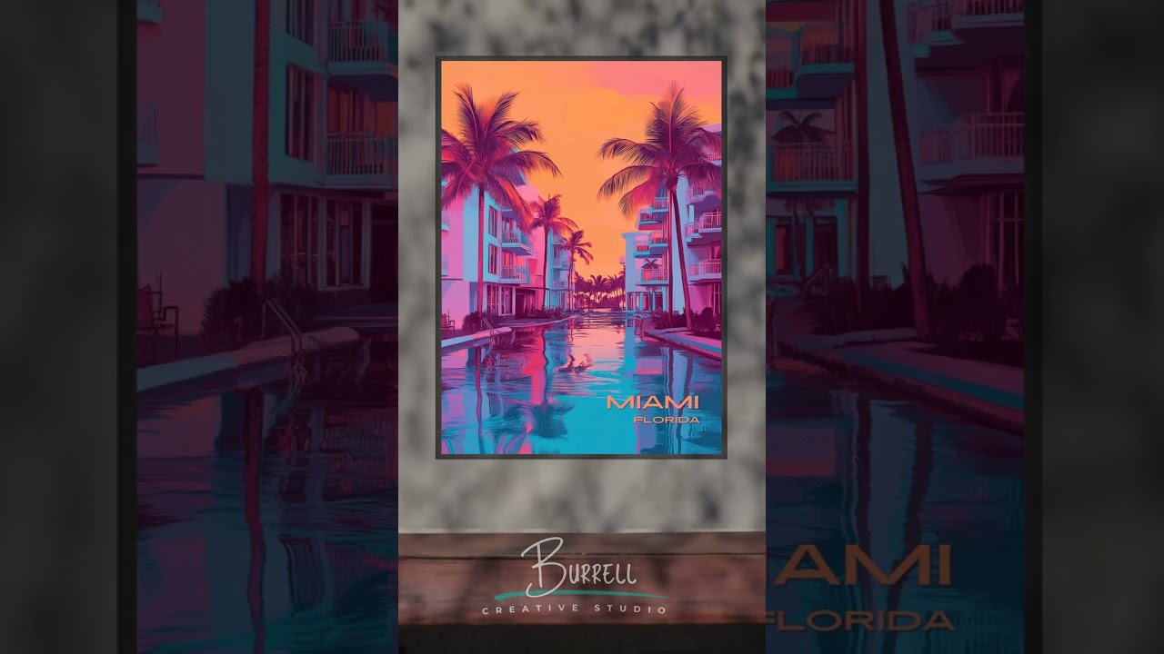 Miami Florida Beach Life Travel Poster & Wall Art Poster Print