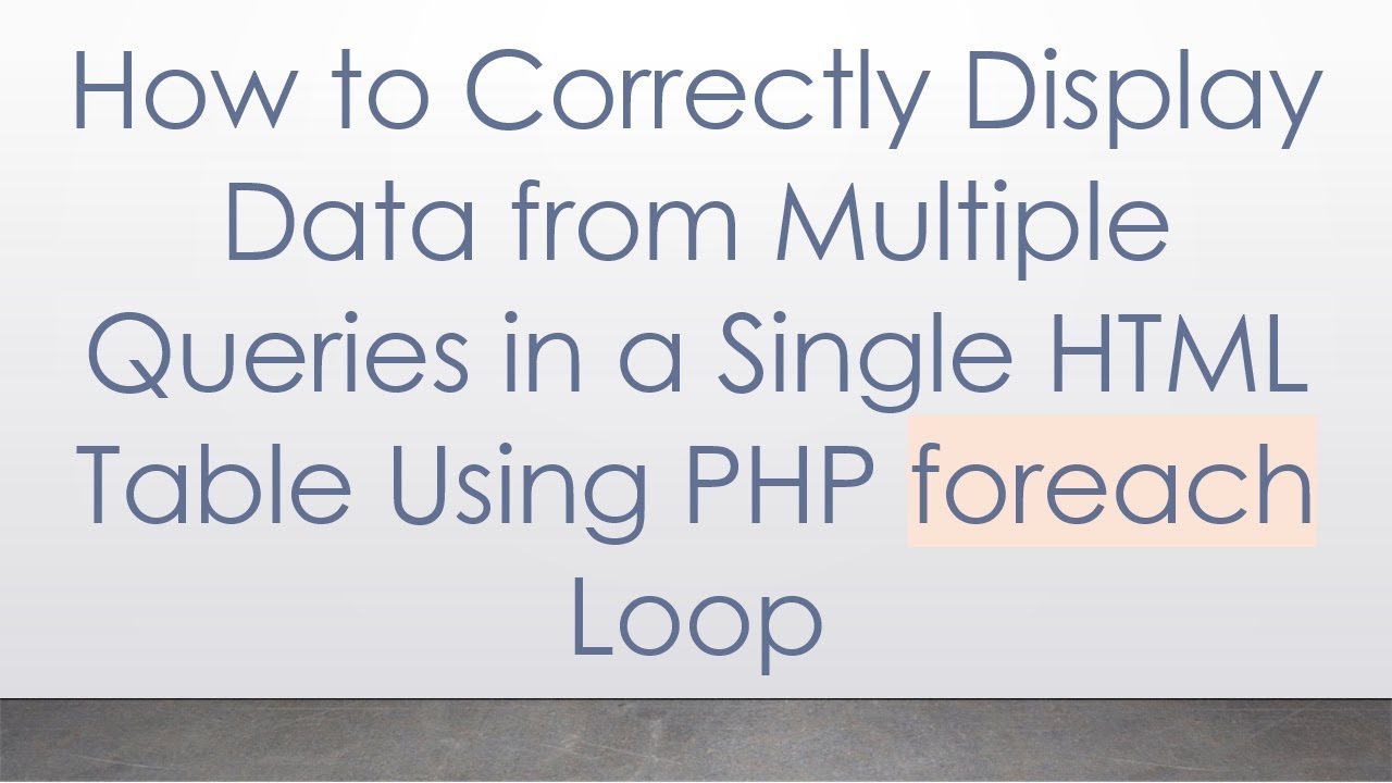 How to Correctly Display Data from Multiple Queries in a Single HTML Table Using PHP foreach Loop