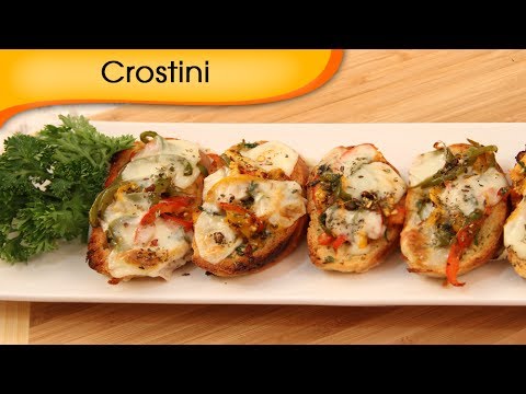 Crostini | Toasted Bread With Vegetable And Cheese Topping | Italian Recipe By Ruchi Bharani