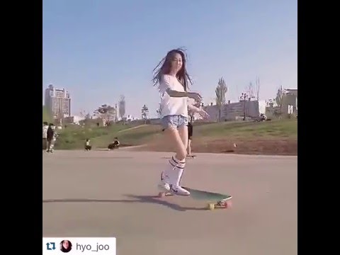 VIRAL Korean ASIAN LONGBOARDING GIRL Hyo Joo. Music by KERO ONE.