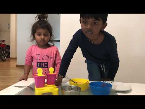 Dhruv and Dhriti making popsicles