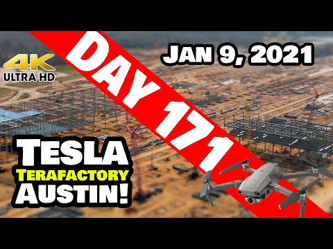 Tesla Gigafactory Austin 4K  Day 171 - 1/9/21 - Tesla Terafactory Texas - ANOTHER BUSY SATURDAY!