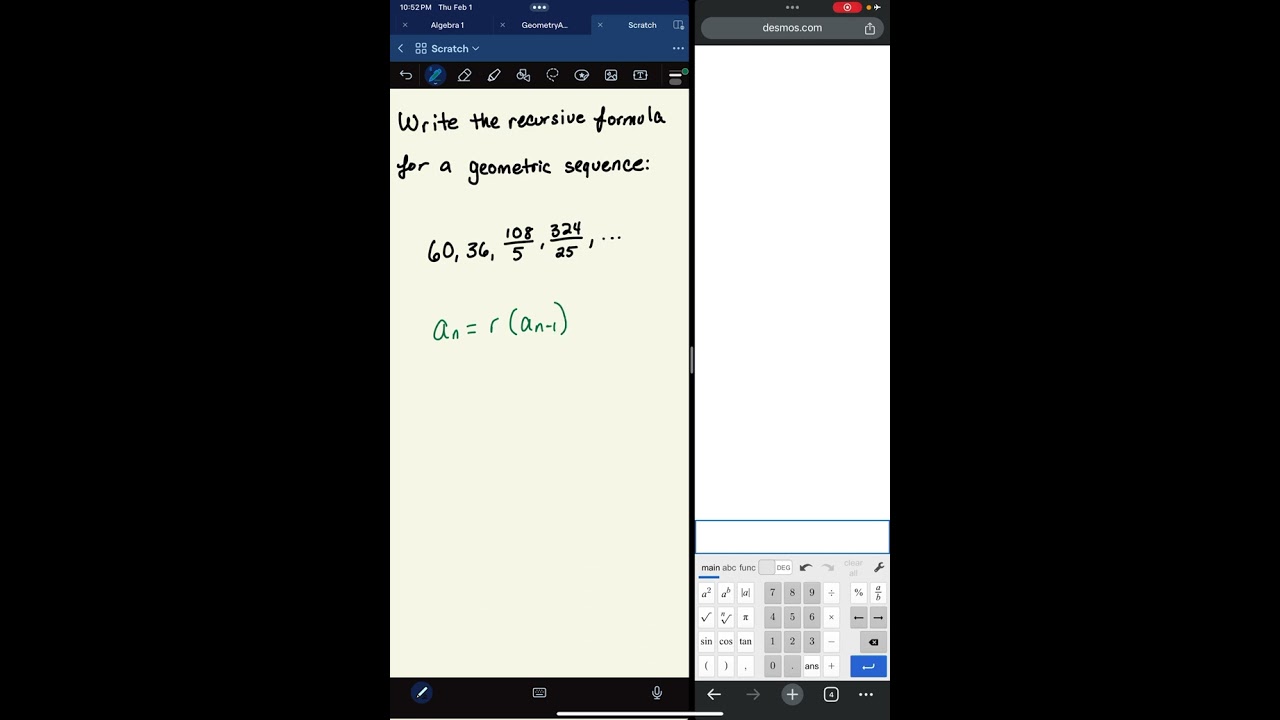 Recursive Formula for a Geometric Sequence