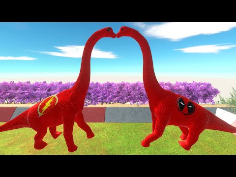 Deadpool Brachiosaurus vs The Flash Brachiosaurus Death Run -  🦖Animal Revolt Battle Simulator🦕