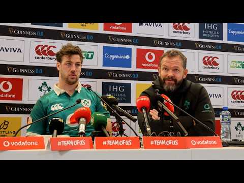 Andy Farrell und Caelan Doris geben nach dem Spiel Irland gegen Italien die Pressekonferenz (#IRE...