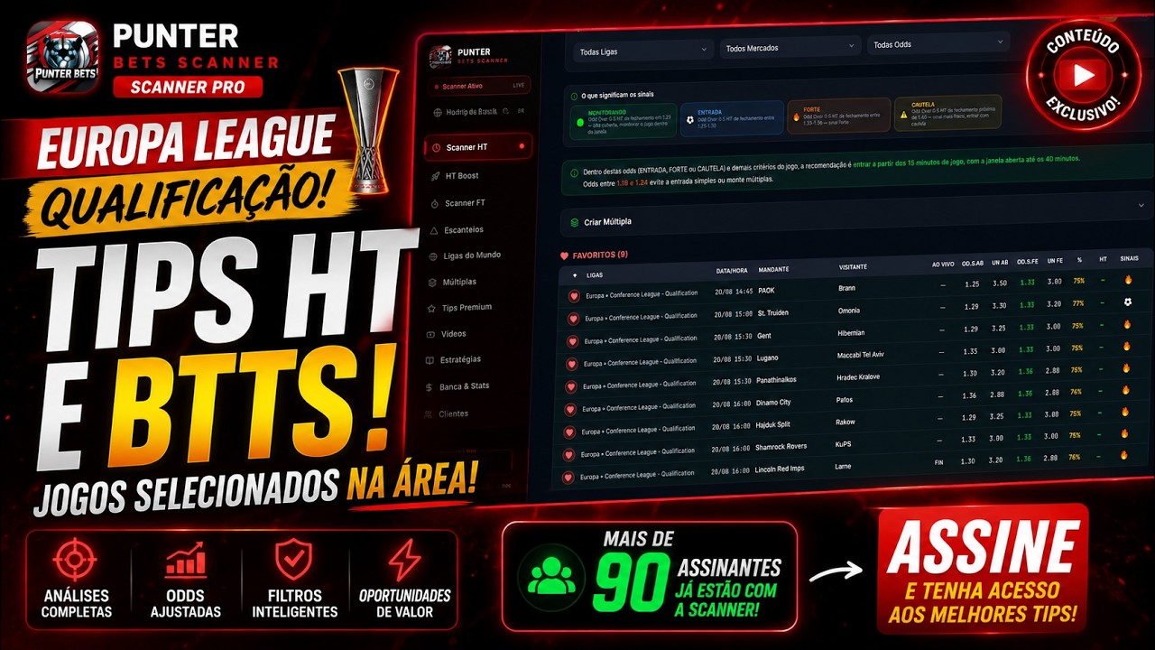 Hoje tem EUROPA LEAGUE – QUALIFICAÇÃO! 🔥⚽