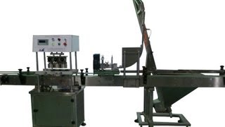 preview picture of video 'YX-160B Trial Test of automatic vacuum capping machine with automated cap falling for glass Jar'