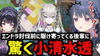 【Minecraft】エンドラ討伐前に駆け寄ってくる後輩に驚く小清水透【にじさんじ切り抜き/小清水透/千凛あゆむ/Rei7】#あらなみマイクラ マイクラ