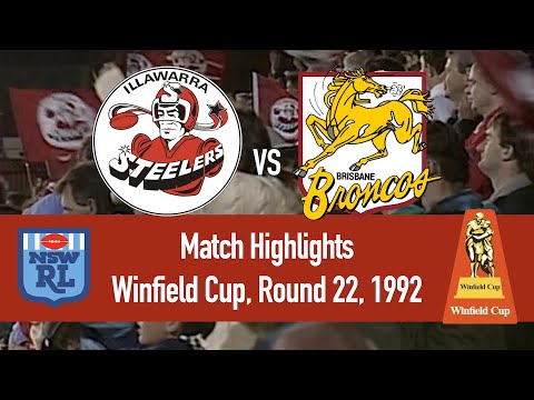Illawarra Steelers vs Brisbane Broncos | Winfield Cup 1992, Round 22 | HIGHLIGHTS