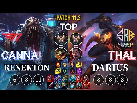 T1 Canna Renekton vs SRB Thal Darius Top - KR Patch 11.3