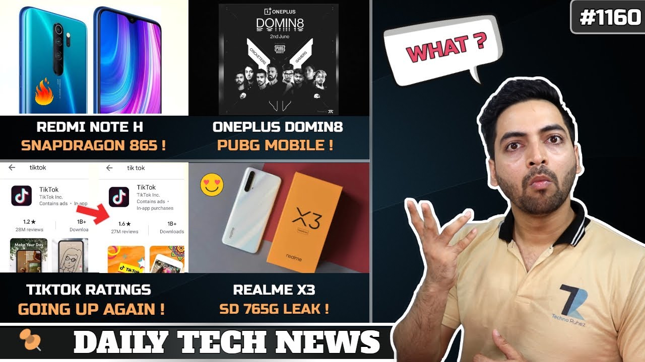 Realme X3 SD 765G,Redmi Note H SD 865😲,Tiktok Rating Up😥,Oneplus Domin8-PUBG Mobile,IQOO U1 #1160