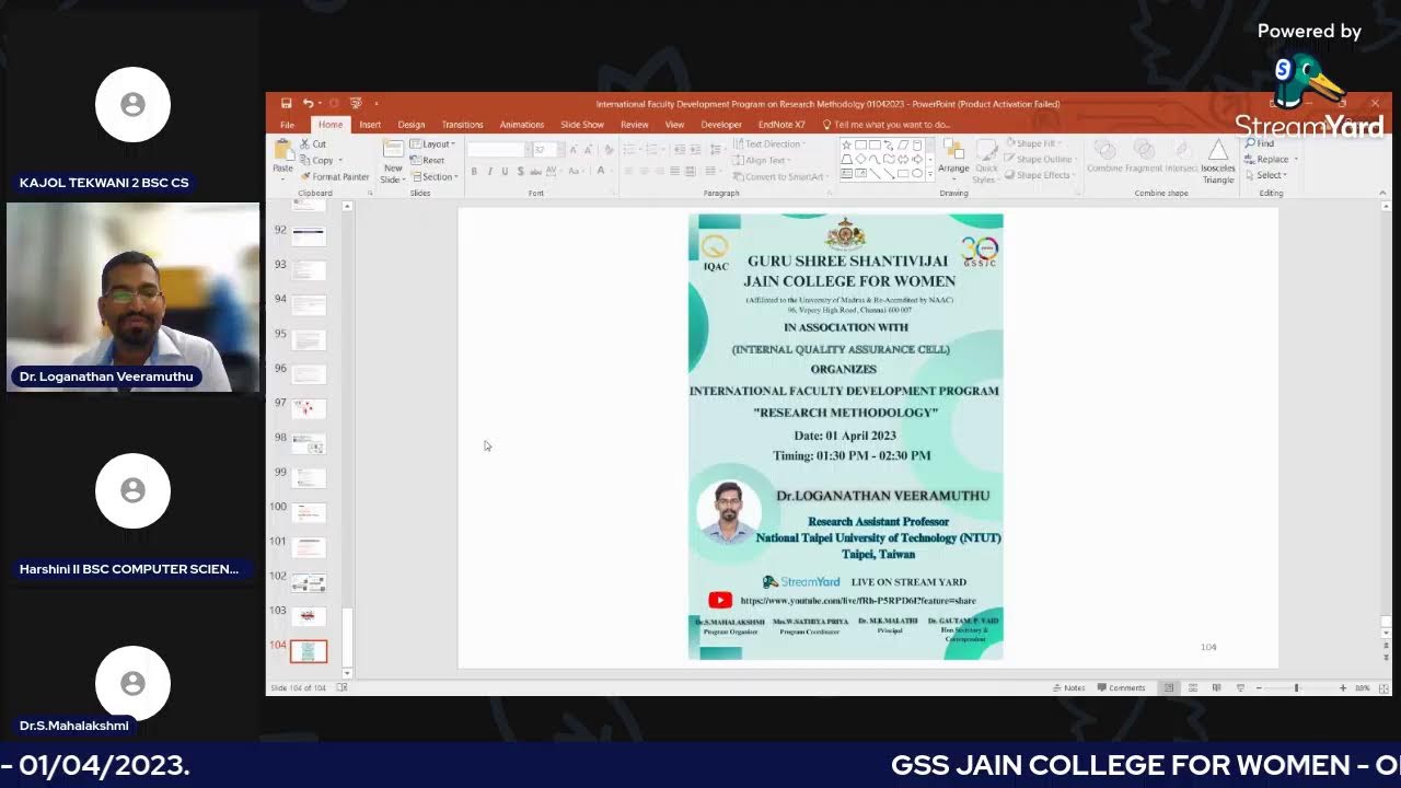 INTERNATIONAL FACULTY DEVELOPMENT PROGRAM(FDP) ON 