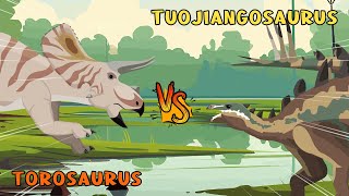 Torosaurus vs Tuojiangosaurus | Ceratopsid vs Stegosauria Dinosaurs [S1] Dino Animation