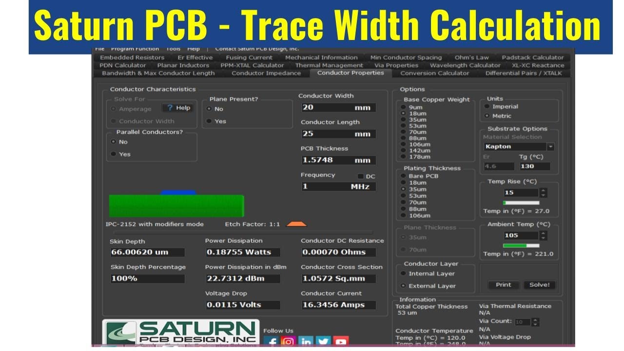Trace Width Calculation Using Saturn PCB Toolkit | PCB Design Tips
