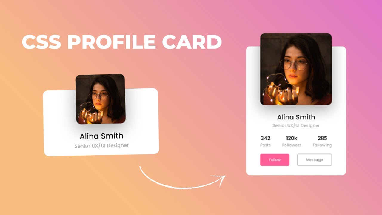 Animated Profile Card UI Design using HTML & CSS | CSS Hover Effects