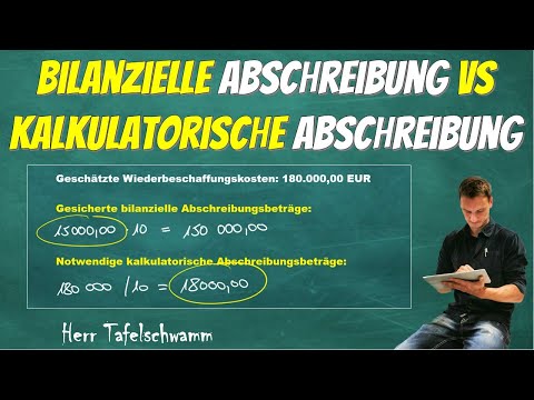 Difference + Calculation of balance sheet vs. imputed depreciation - Simply explained with P&L ac...