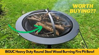 IBGUC Outdoor Wood Burning Fire Pit Heavy Duty Round Steel Fire Bowl with Screen Unboxing & Review