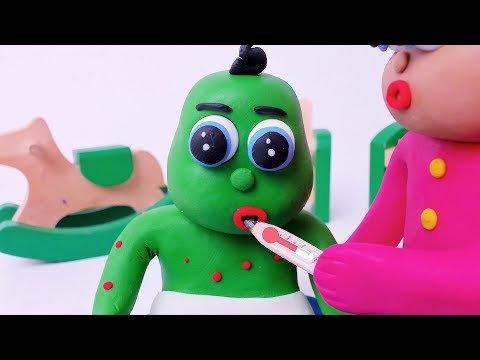 Green Baby - Episode 183 - Gets Itching Measles - Stop Motion Cartoon For Kids