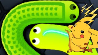 Slither.io Giant Pokemon Pikachu Skin Mod Electrify Snake! (Slither.io Slow Motion Gameplay)