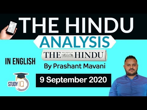 English 9 September 2020 - The Hindu Editorial News Paper Analysis [UPSC/SSC/IBPS] Current Affairs