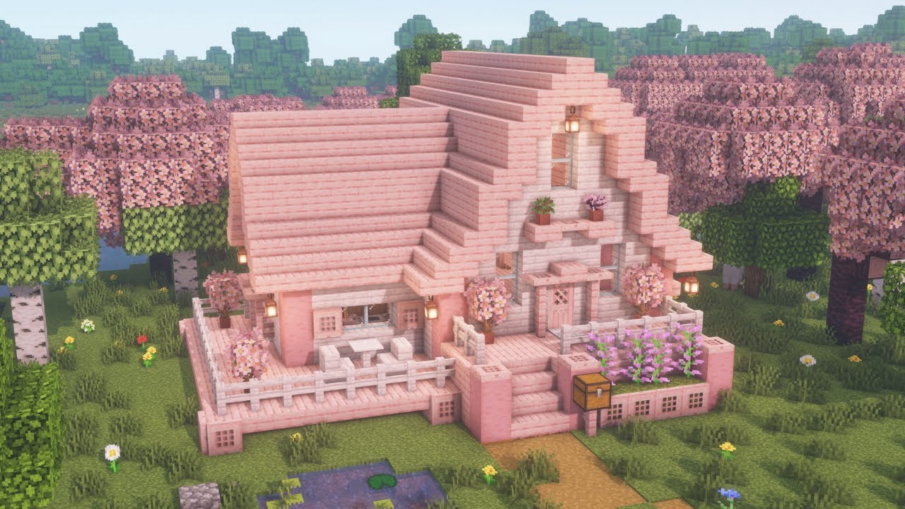 [Minecraft] How to Build a Cozy Cherry Blossom House / Pale Oak ...