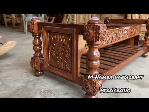Rectangular sheesham wood wooden designer carved table, with...