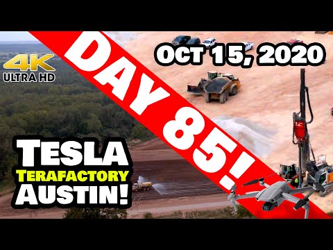 Tesla Gigafactory Austin 4K  Day 85 - 10/15/20 - Tesla Terafactory Texas - Preparing for Foundation!