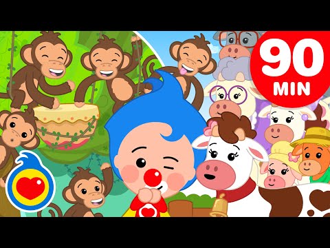 Ocho Monitos | Y Las Canciones Infantiles más Divertidas de Animalitos (90 Min) | Plim Plim