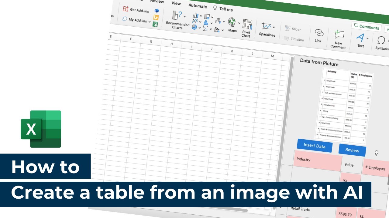 How to | Microsoft Excel | Create a table from an image with AI