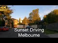 Sunset Driving Around Melbourne Suburbs | Melbourne Australia | 4K UHD