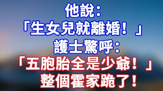完結版！他說：「生女兒就離婚！」護士驚呼：「五胞胎全是少爺！」整個霍家跪了！#情感故事 #為人處世 #老年生活 #米思故事 #深夜读书 #養老 #幸福人生 #晚年幸福