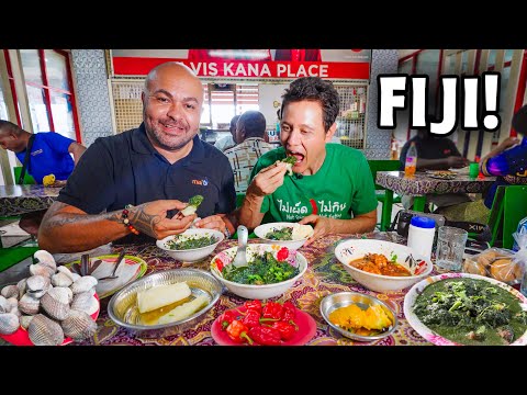 First Time in Fiji 🇫🇯 FIJIAN STREET FOOD - Taro Leaves, Fish Kokoda + Market Tour!